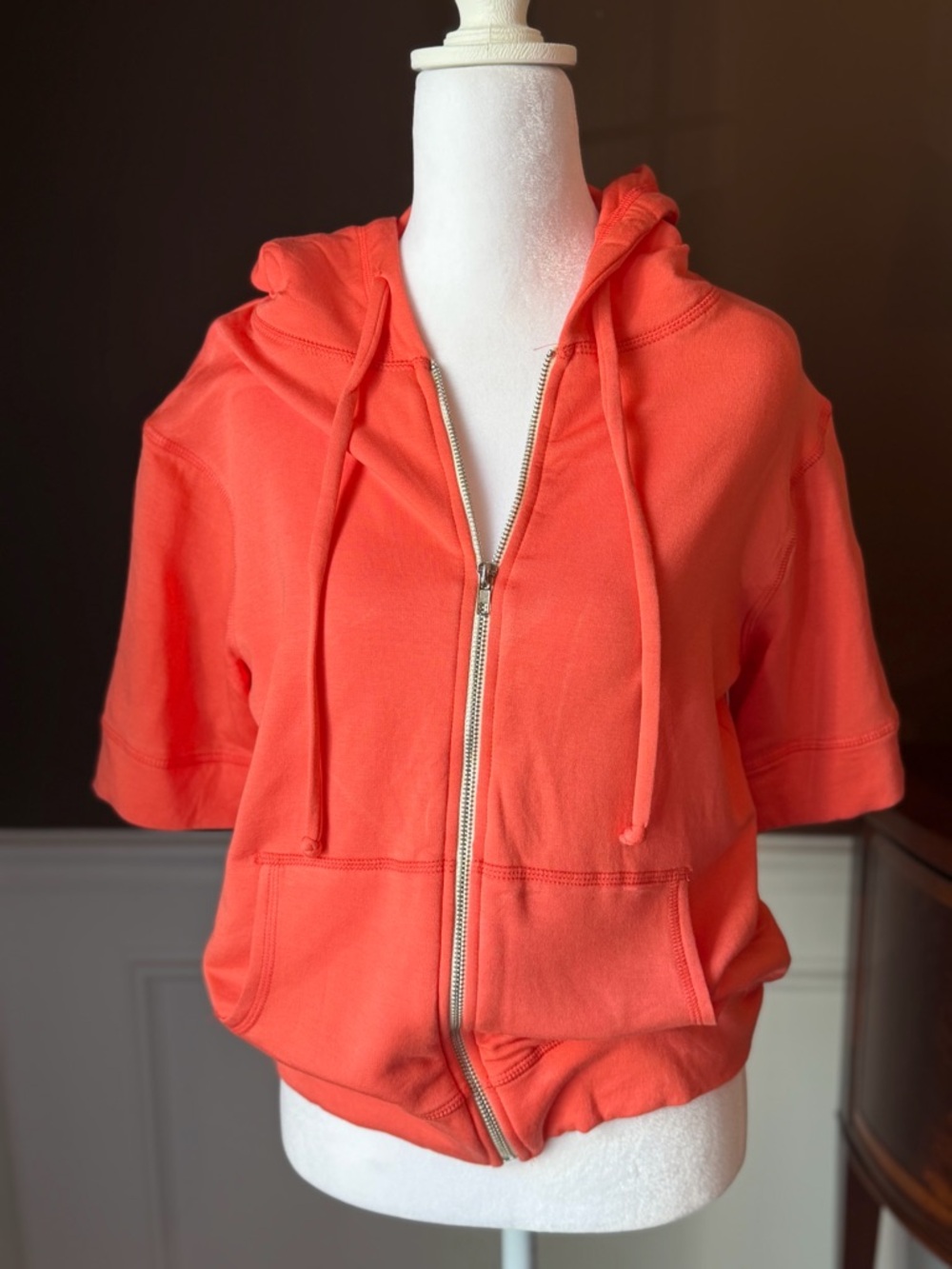 78&Sunny Short Sleeve Fleece Zip Up in Coral Size Medium NWT